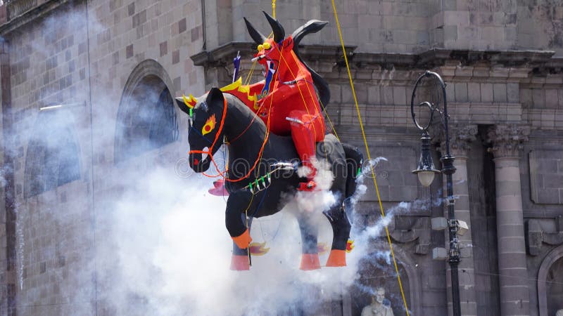 Burning demon riding a black horse stock photography Burning demon riding a black horse stock photography