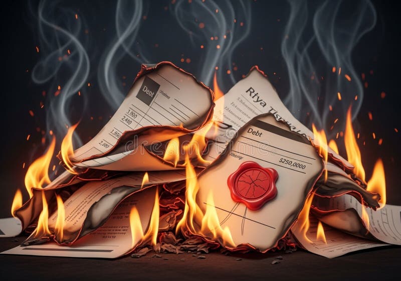 Vibrant burning documents illustration symbolizing expired debts