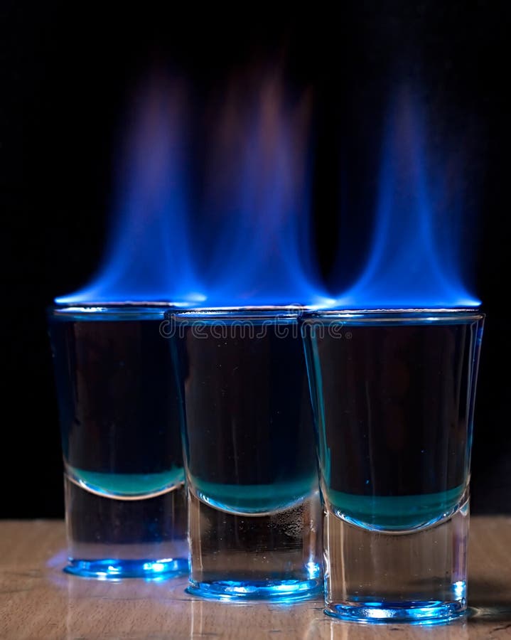 Burning drink in shot glass