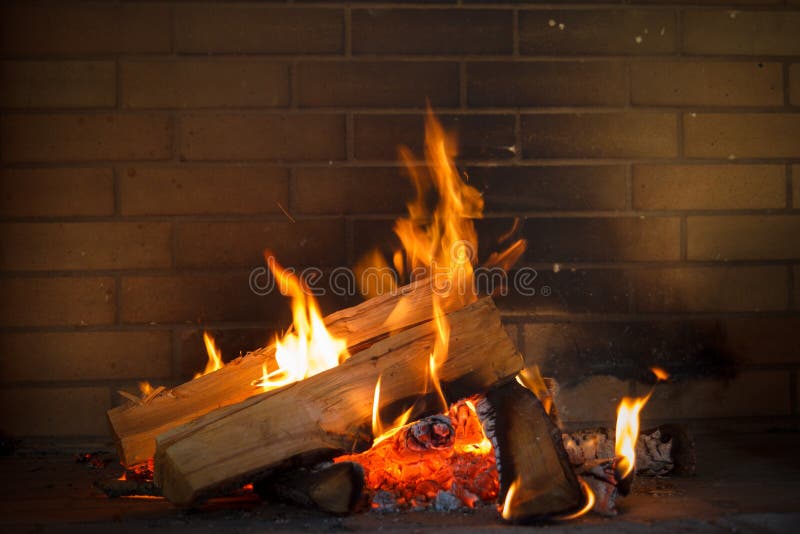 Burning Firewood in the Fireplace. Stock Image Image of burn, fire