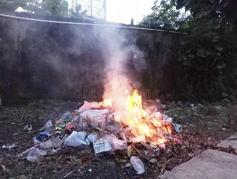 Burning Garbage Can Cause Pollution Stock Image Image of garbage