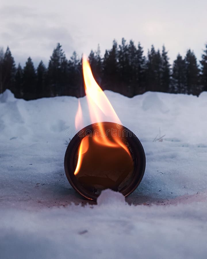Burning Glass, Lying in Snow and Ice Stock Photo Image of freeze