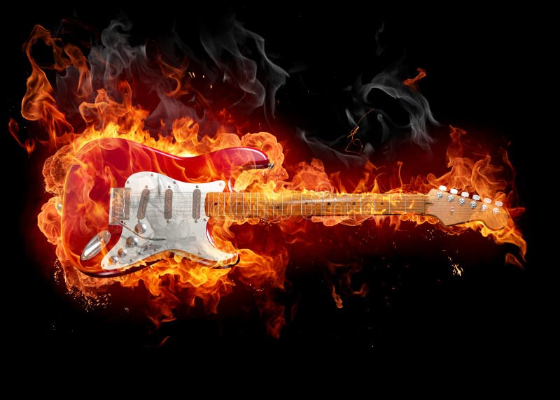 Burning guitar stock illustration. Image of concept, audio 9317001