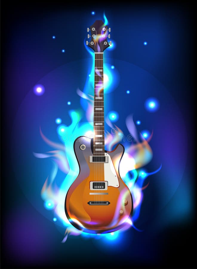 Top 109+ Blue fire guitar wallpaper