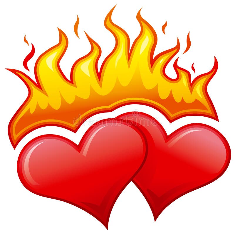 Burning hearts stock illustration