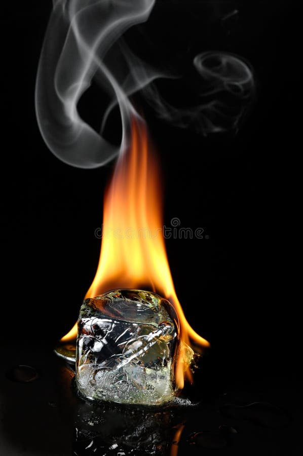 Burning ice cube stock image. Image of smoke, surprising 25330163