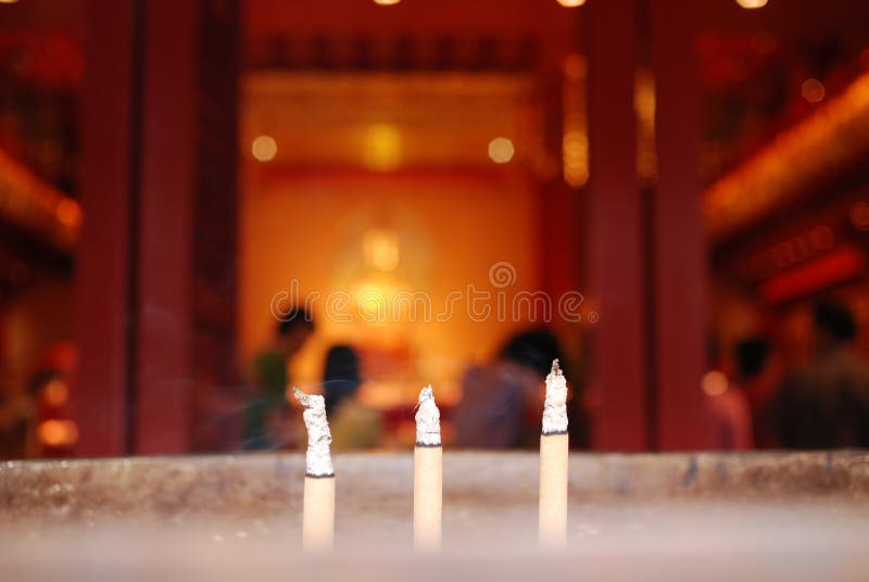 Burning joss stick in the Chinese temple