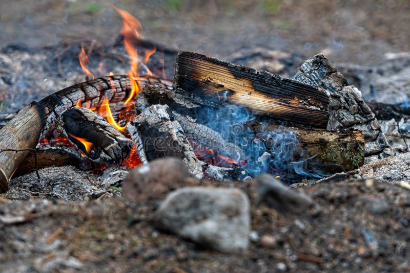 Burning Log of Wood Close-up As Abstract Background, the Hot Embers of ...