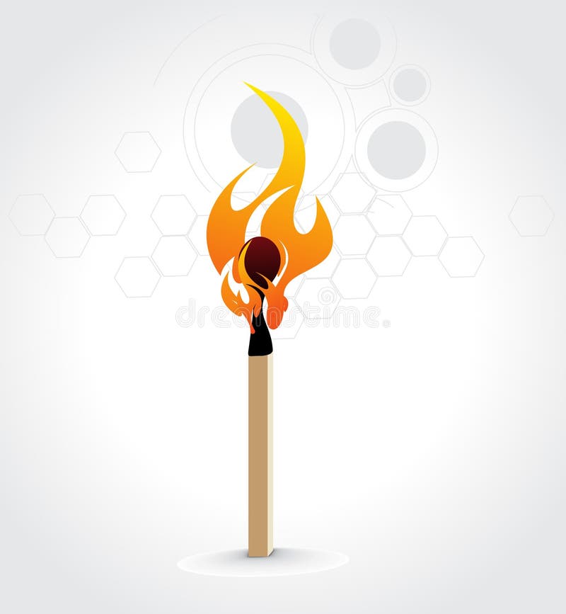 Burning match stick