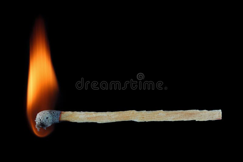 Burning Match Stick Isolated on Black Stock Photo Image of combustion