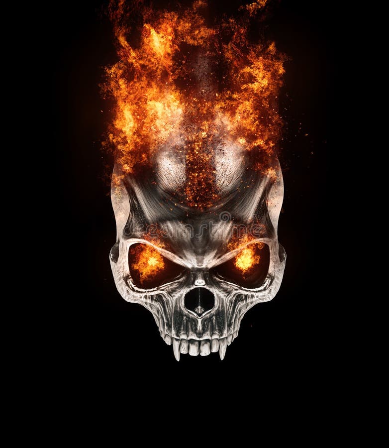 Flaming skulls tattoo