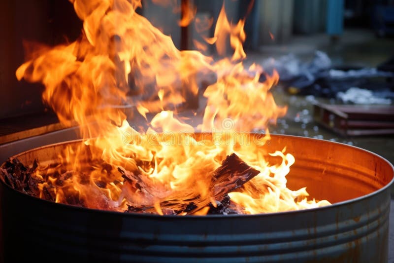 Burning Paper in a Steel Barrel Stock Photo Image of steel