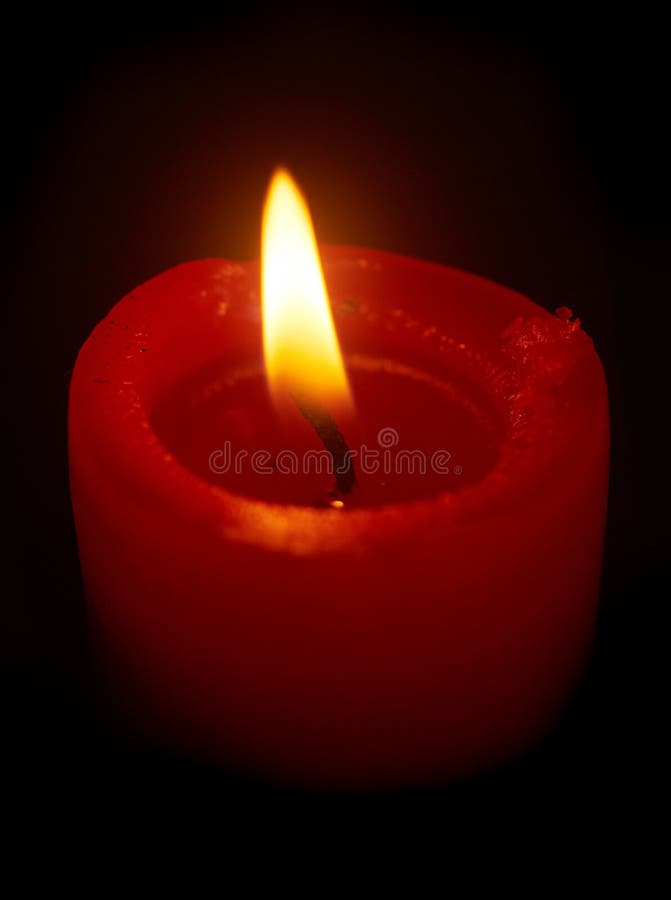 Burning Red Candle On Black Background Stock Photo Image of stearic