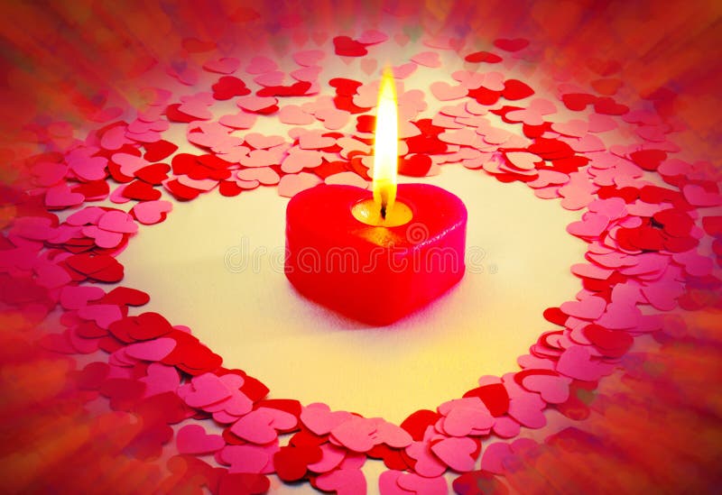 Burning Red Heart Shaped Candle Stock Image - Image of glowing, harmony:  22848523