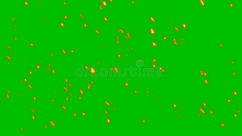 Burning red hot sparks, embers fly from large fire seamless loop. Green screen