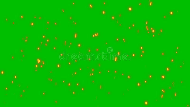 Burning red hot sparks, embers fly from large fire seamless loop. Green screen