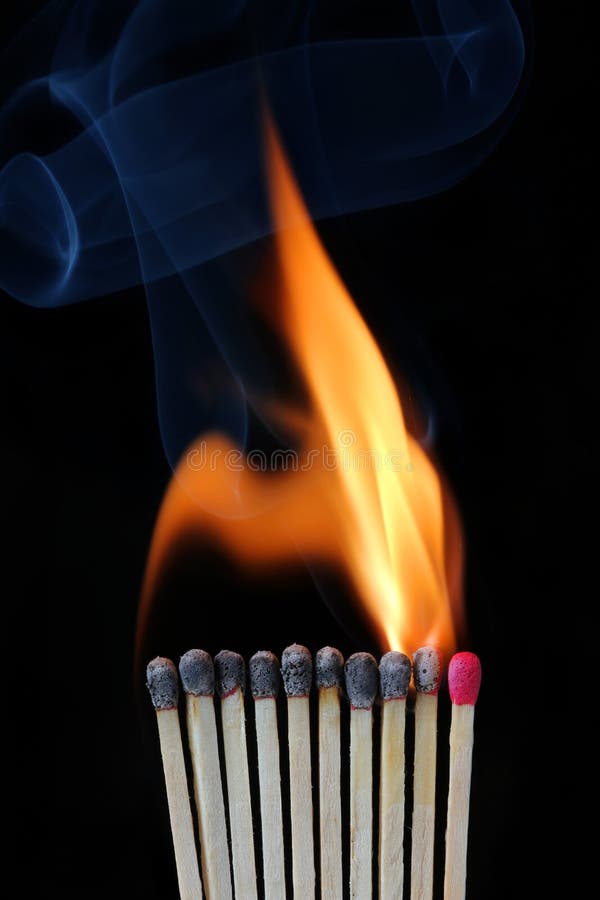 Burning row of matches