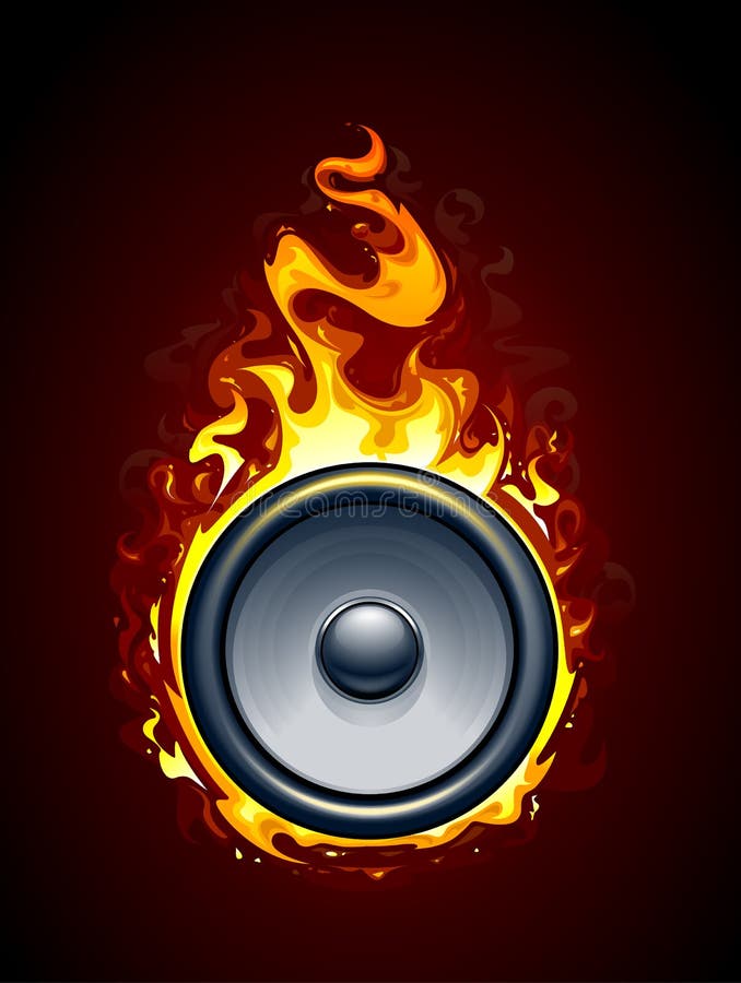 Burning Speaker Music Style Stock Photo Image of volume, flames