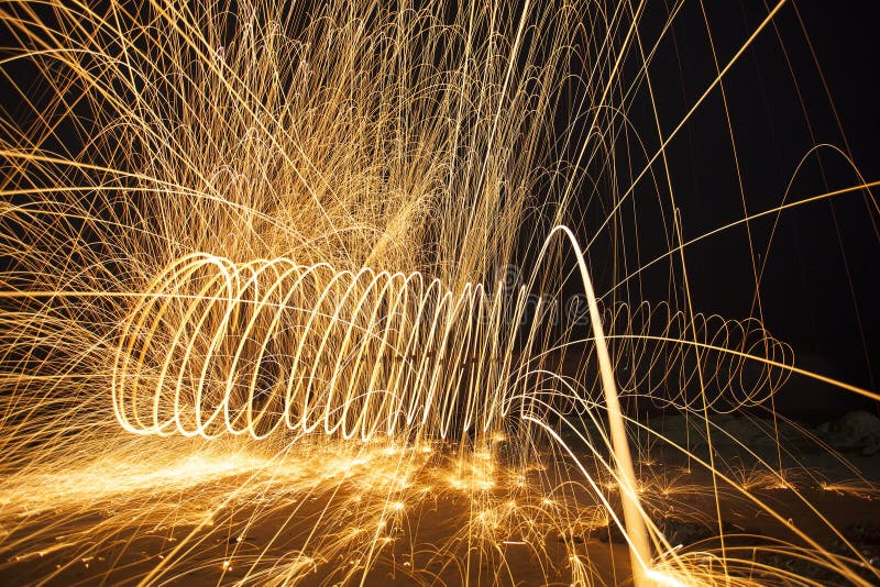 Burning Steel Wool Fireworks Stock Photo Image of glowing, pattern