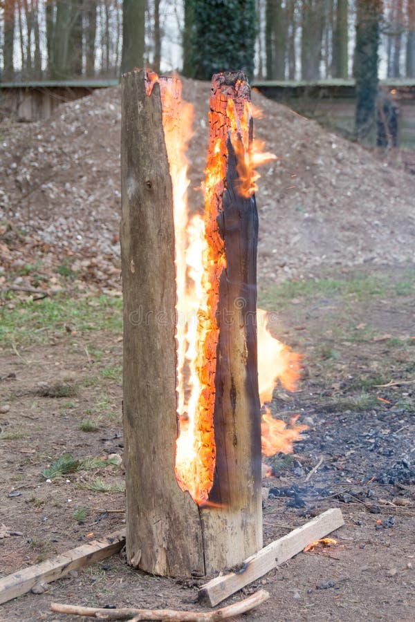 Burning Torch In Front Of House Party Stock Image Image of time