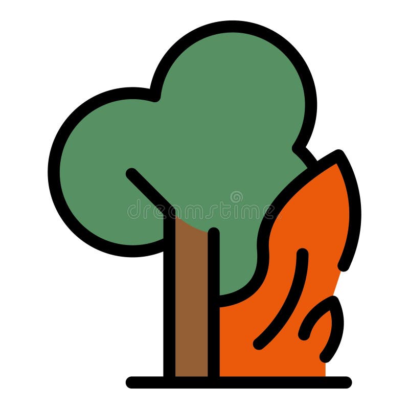 Burning tree icon vector flat. Burning tree icon. Outline burning tree vector icon for web design isolated on white background color flat