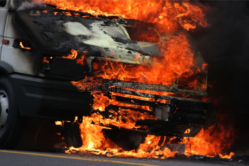 Burning Truck stock image. Image of engine, smoke, burn 9566179
