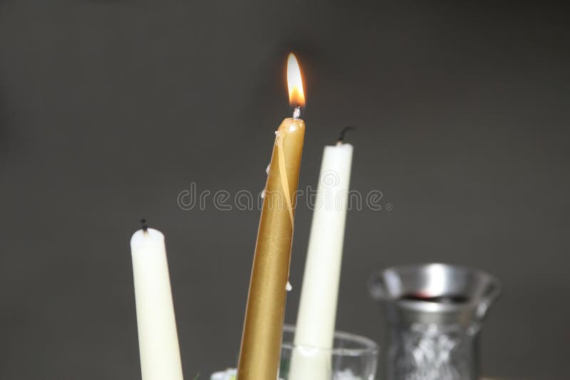Burning Wedding Candle at the Ceremony Stock Image Image of banquet