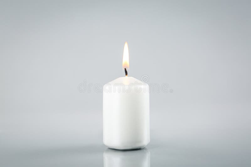 Burning White Candle on Light Grey Stock Photo Image of atmosphere