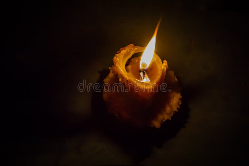 Burning Wick of a Beeswax Candle,cross Painted Stock Photo Image of