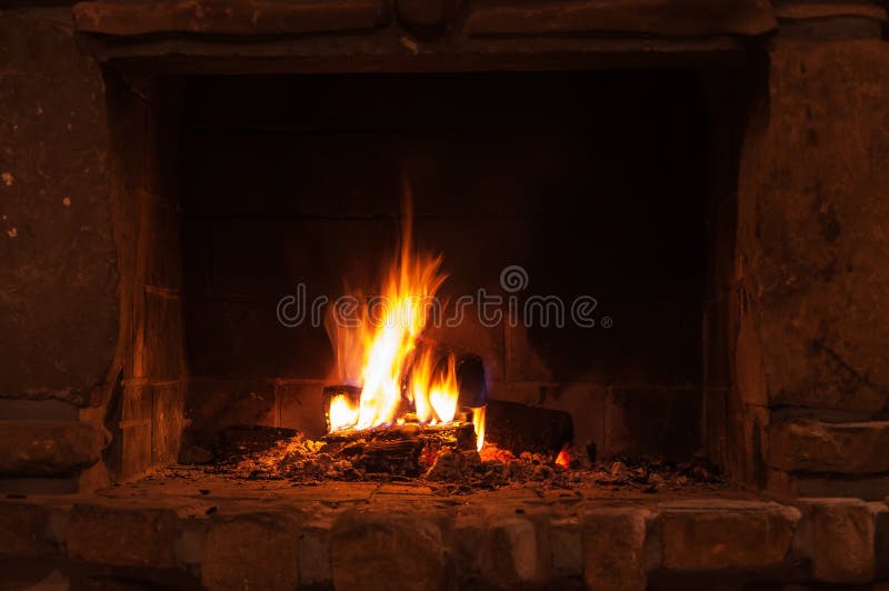 Burning Wood in a Fireplace Stock Photo Image of flame, flaming 64549796