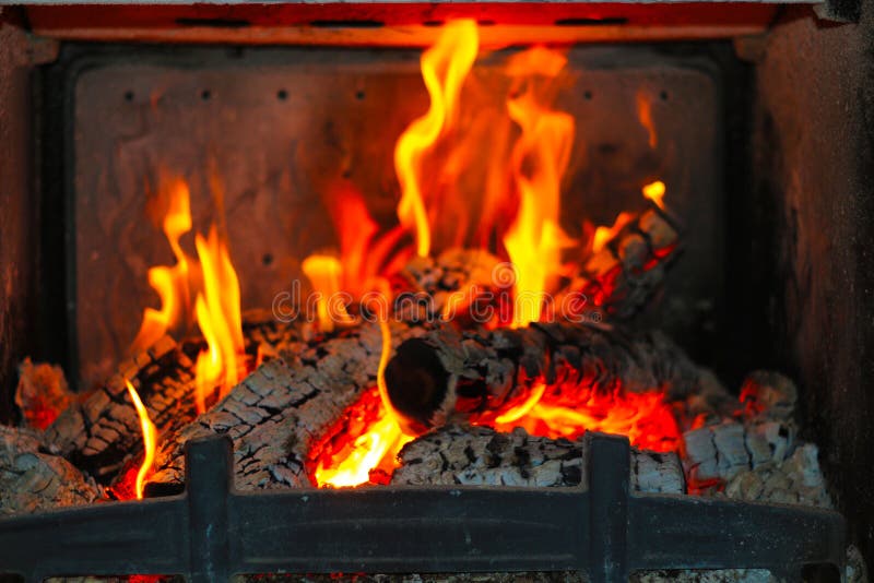 Burning Wood in the Fireplace Stock Image Image of flames, ember