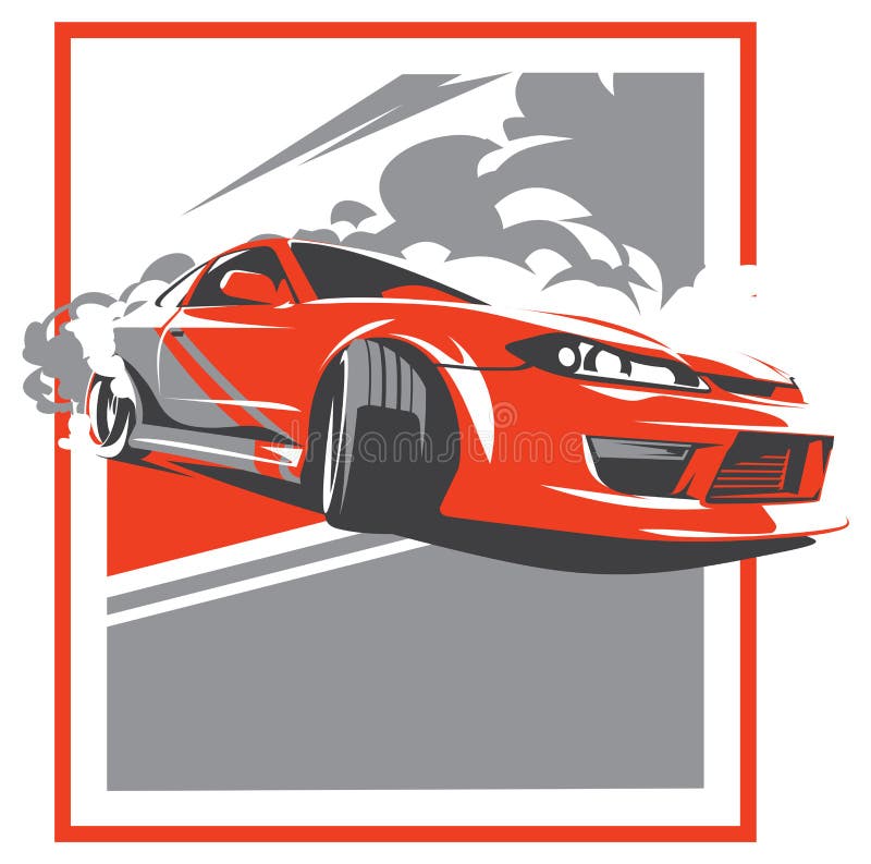 Drift Car Neon Color Sport Car Stock Vector (Royalty Free