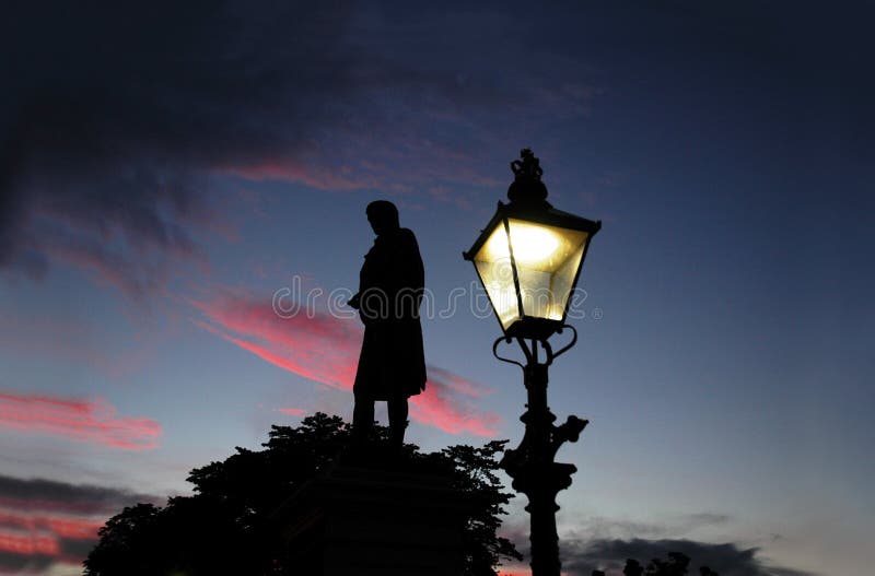 Burns monument at sunset in Aberdeen stock photography