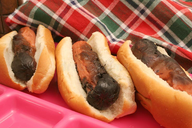 Burnt hotdogs