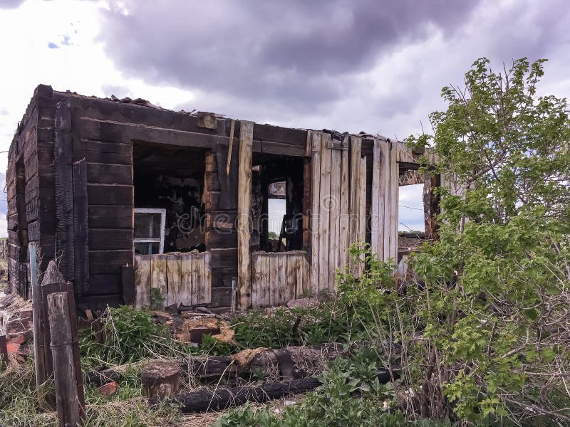 Burnt House in Village, Aftermath of Forest Fire Stock Photo Image of