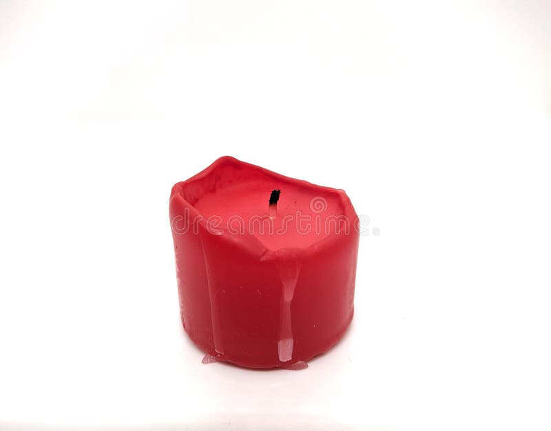 Burnt Out White Candle. One Burnt White Candle on a White Background