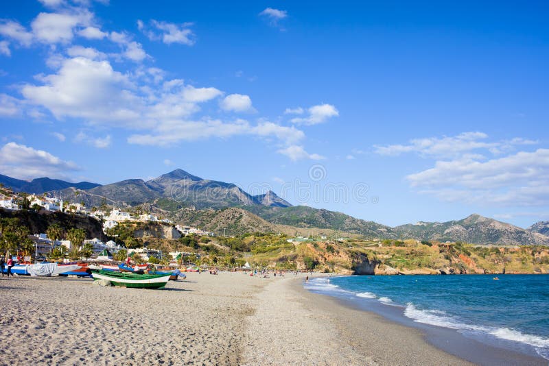 Burriana παραλία Nerja στοκ εικόνα Burriana παραλία Nerja στοκ εικόνα