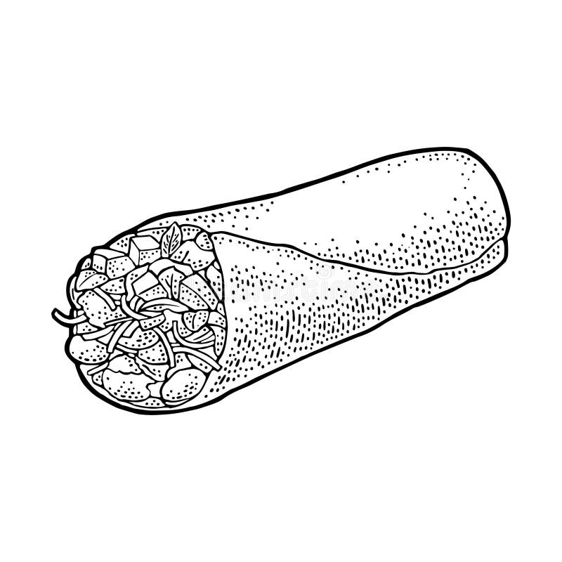 burrito clipart black and white