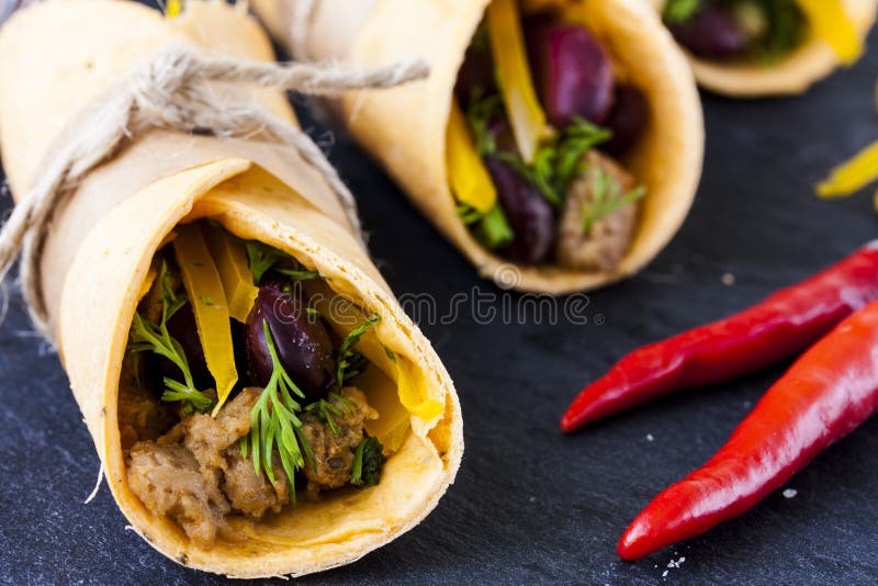 Burrito with Pork and Beans Stock Photo Image of meal, kitchen 53021410