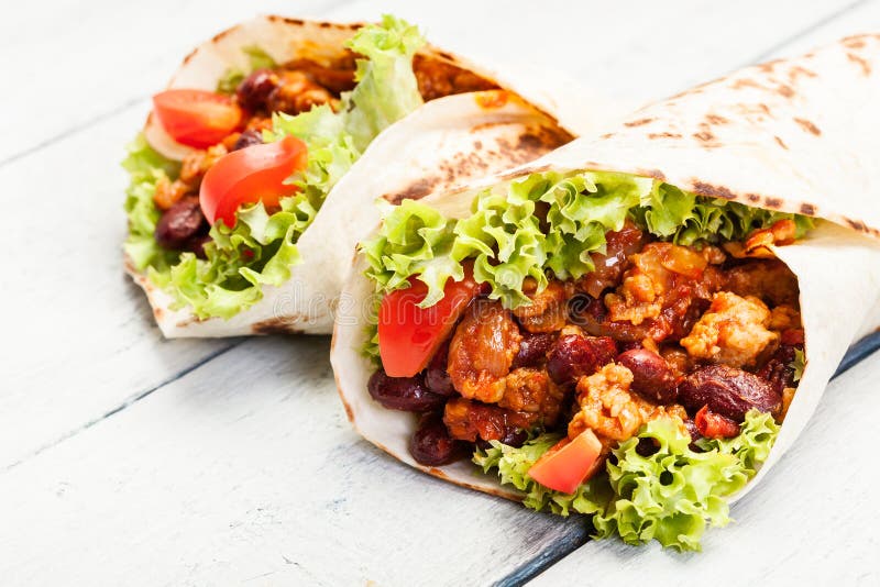 Burrito. Tortilla with Meat and Beans Stock Photo Image of fresh, chili 35119666