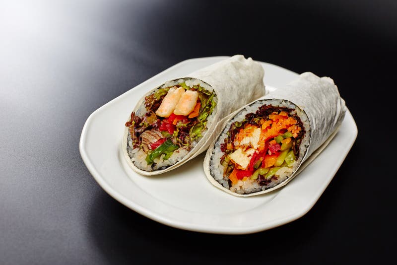 Burritos Wraps with Chicken Stock Image - Image of delicious, closeup