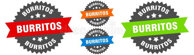Burritostecken. etikettuppsättning för runda band. försegla royaltyfri illustrationer