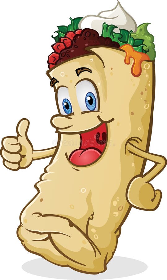 Burritoteckenet tumm upp royaltyfri illustrationer Burritoteckenet tumm upp royaltyfri illustrationer
