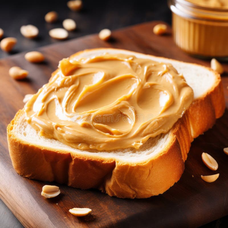 Burro di arachidi classico diffuso sui toast con noccioline croccanti illustrazione di stock