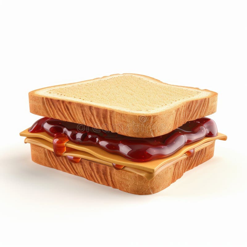 Burro di arachidi delizioso e Sandwich di gelatina su pane tostato illustrazione di stock