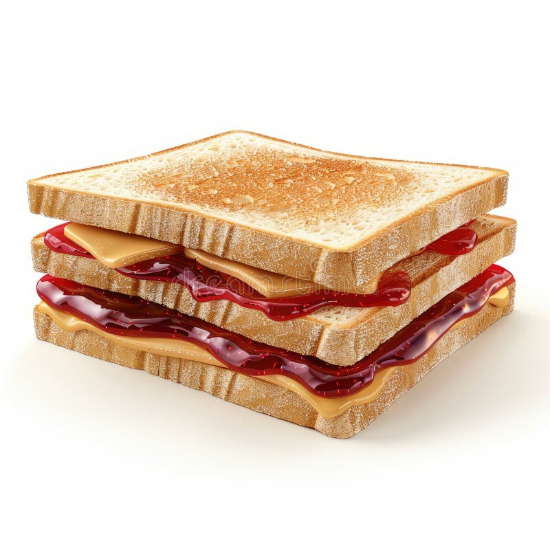 Burro di arachidi delizioso e Sandwich di gelatina su pane tostato illustrazione di stock