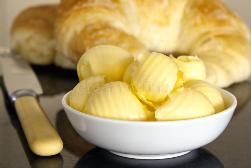 Burro e Croissants fotografia stock Burro e Croissants fotografia stock