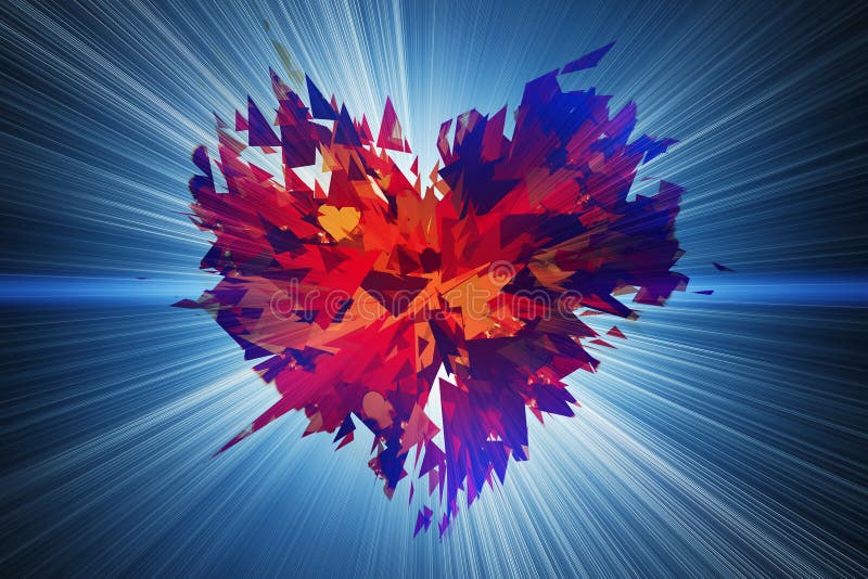 Burst of broken heart on flash light backgrounds vector illustration