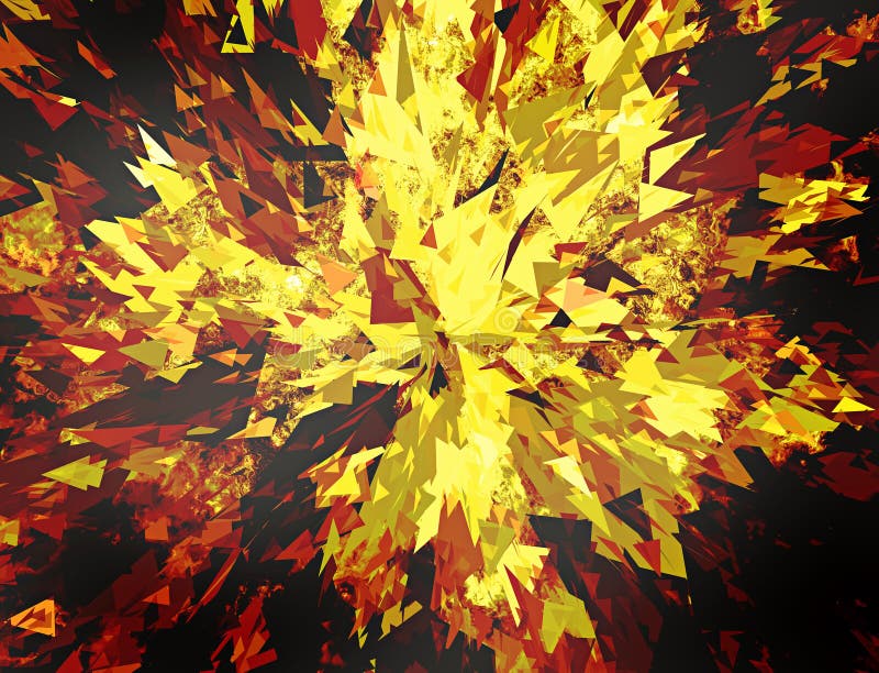 Burst of broken particle on black backgrounds stock illustration