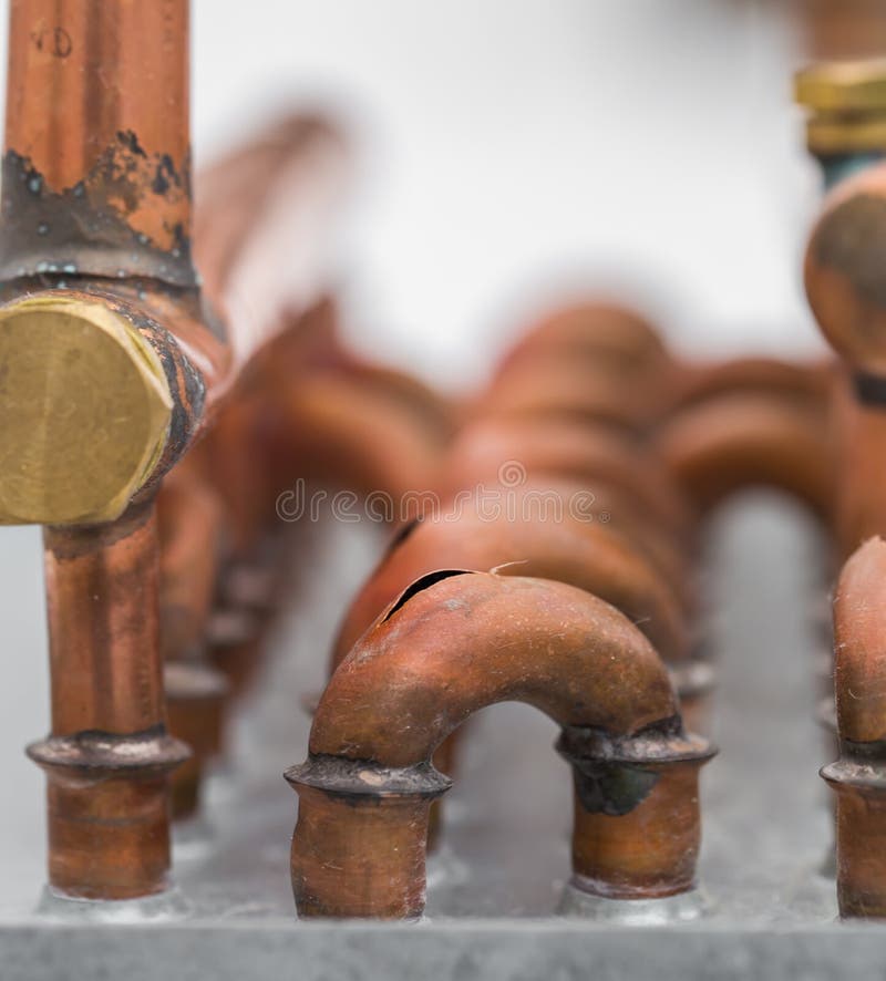 Burst Copper Pipes from the Cold Stock Photo Image of construction